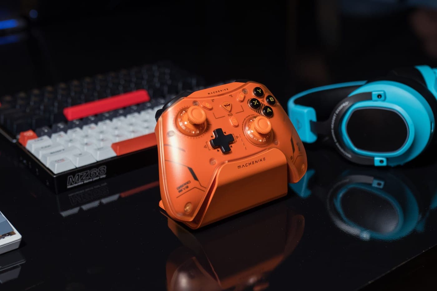 A budget game controller and headset — cheap gaming gear